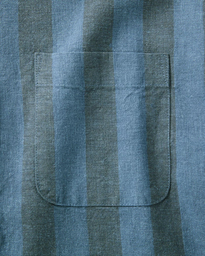 The Short Sleeve California in Blue Stone Stripe Hemp