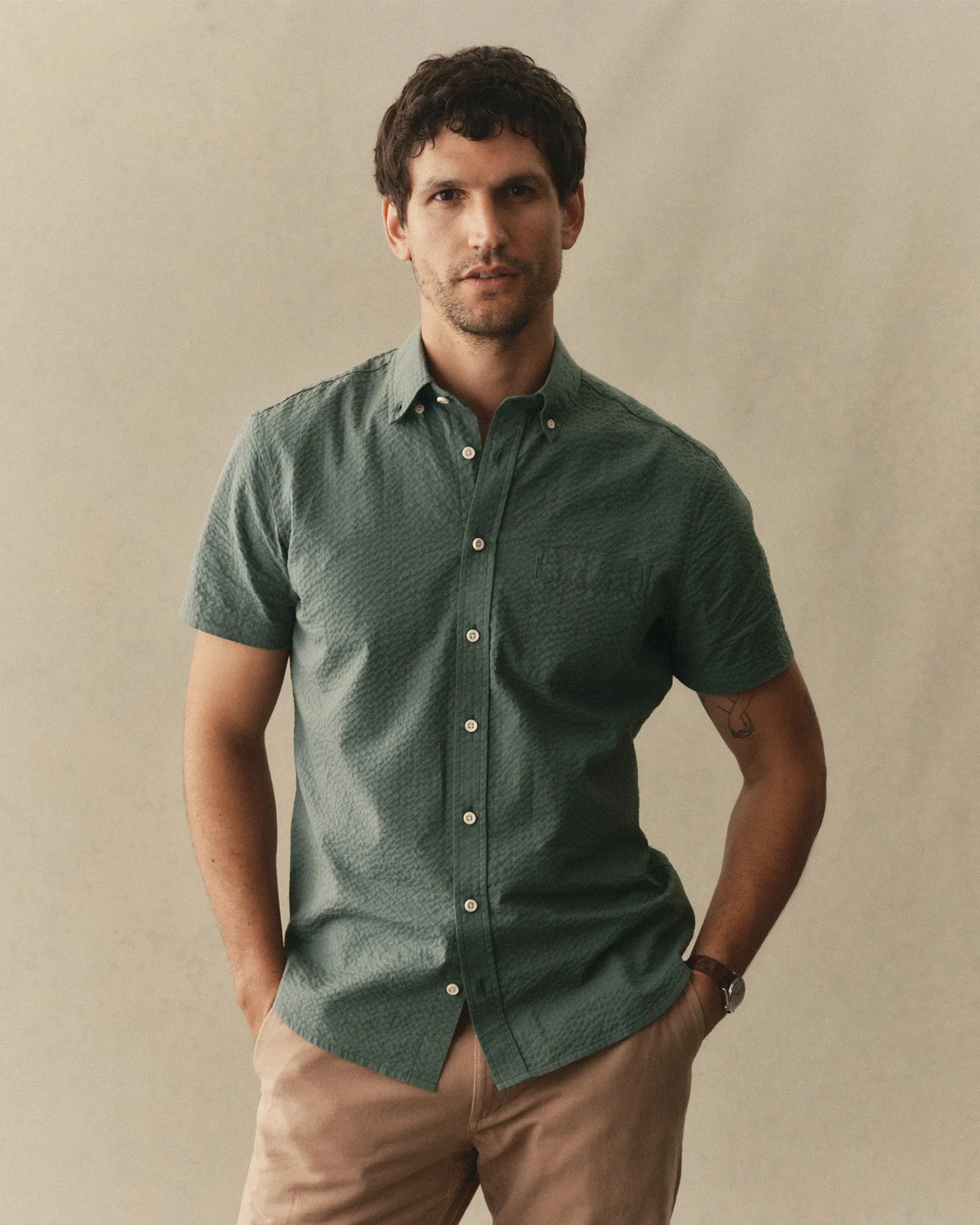 The Short Sleeve Jack in Deep Sea Seersucker