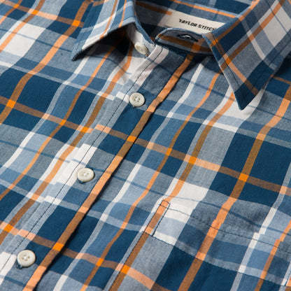 The Short Sleeve California in Blue Madras
