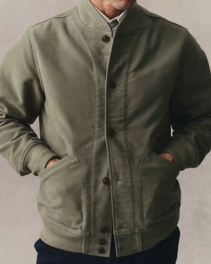 The Clark Bomber in Smoked Olive Moleskin