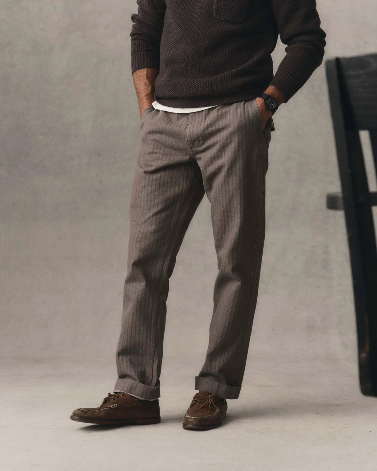 The Emlen Pant in Smoked Olive Herringbone