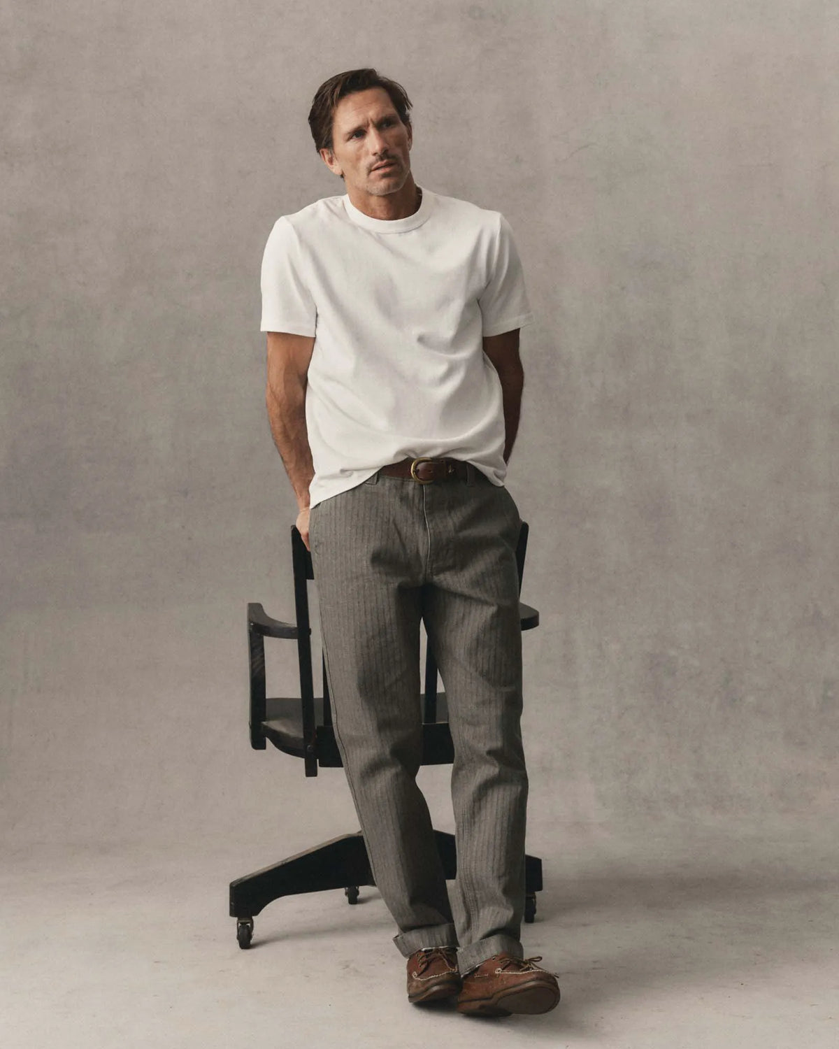 The Emlen Pant in Smoked Olive Herringbone