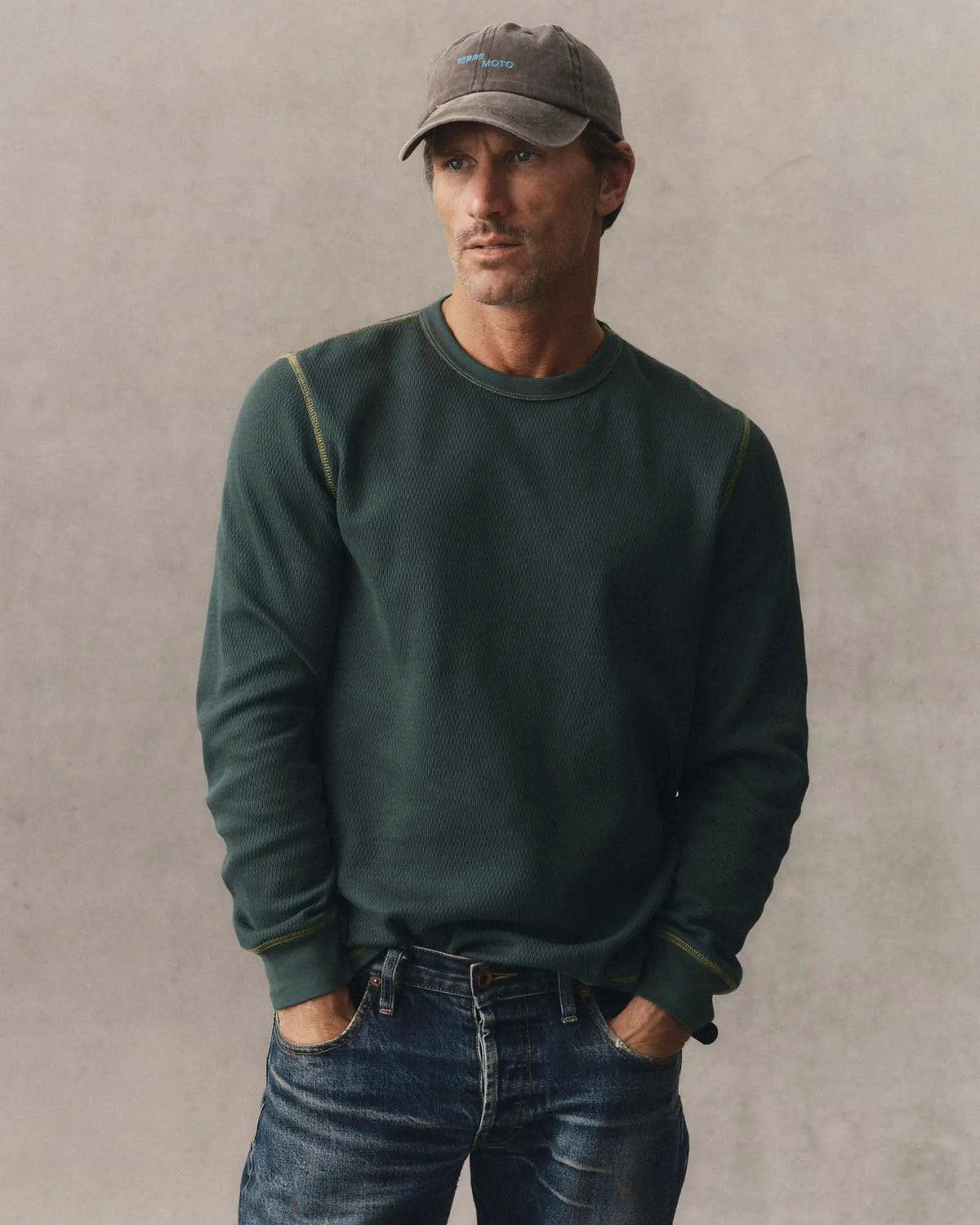 The Organic Cotton Crew in Dark Forest Waffle