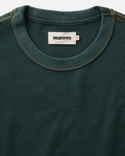 The Organic Cotton Short Sleeve Crew in Dark Forest Waffle