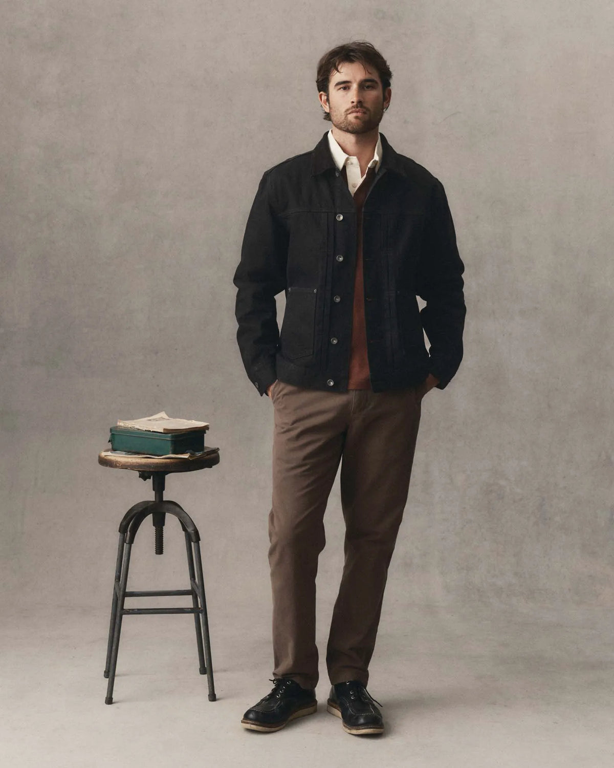 The Ryder Jacket in Rinsed Black Organic Selvedge