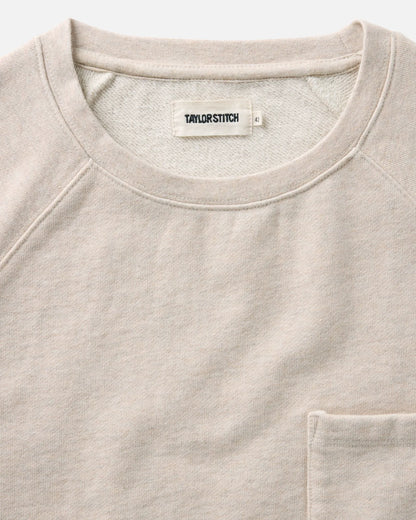 The Short Sleeve Sunset Crew in Heather Oat Terry