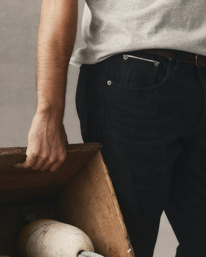The Straight Jean in Rinsed Black Organic Selvedge