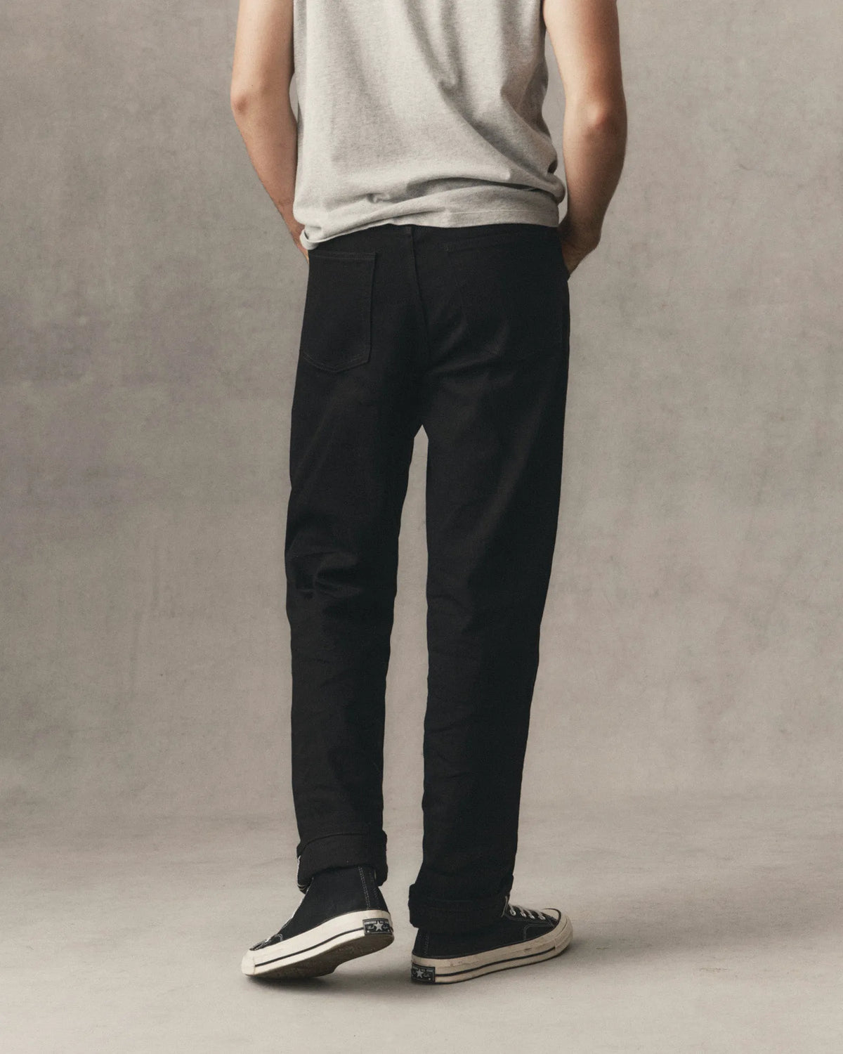 The Straight Jean in Rinsed Black Organic Selvedge
