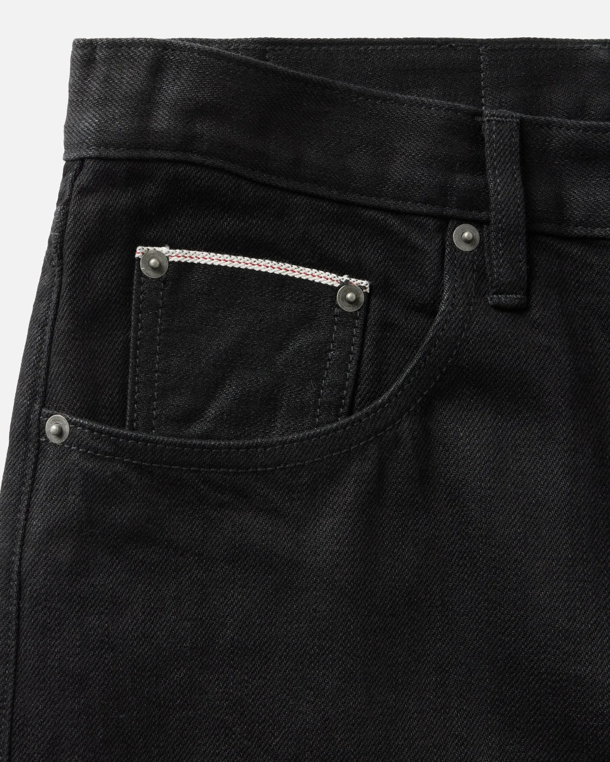 The Straight Jean in Rinsed Black Organic Selvedge