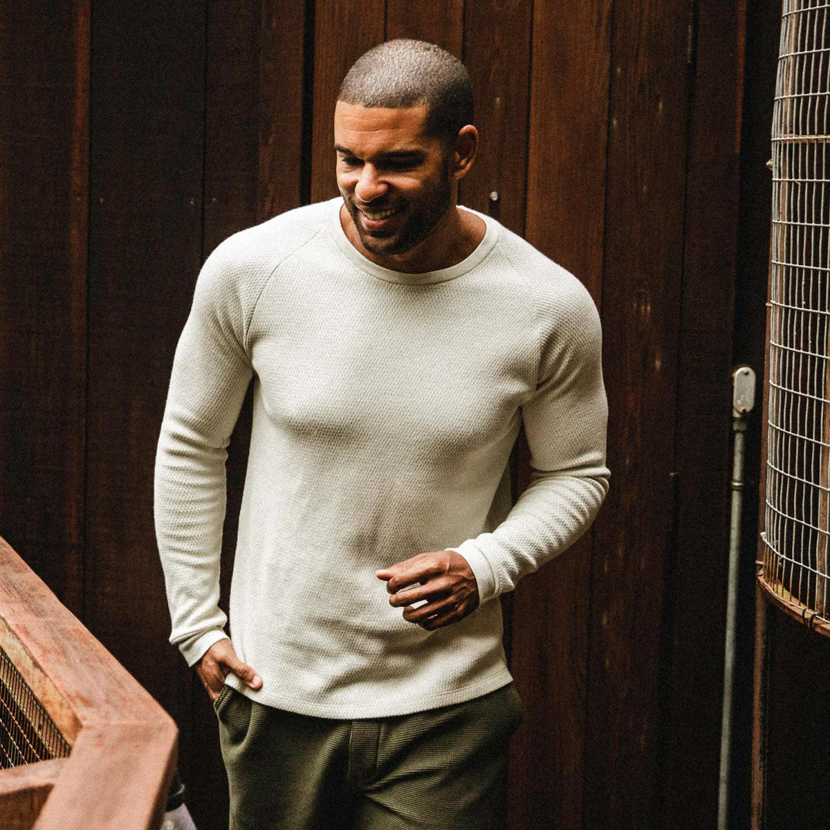 The Heavy Bag Waffle Long Sleeve in Natural Archive