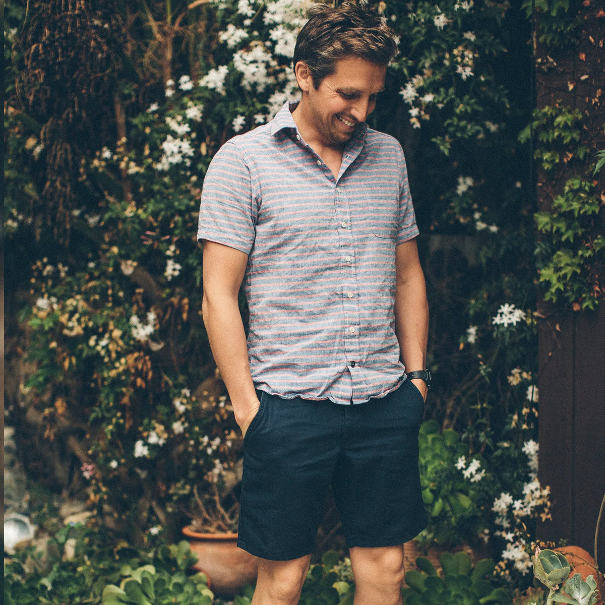 The Short Sleeve Jack in Red & Navy Stripe