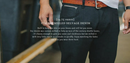 The Slim Jean in Shuttle Loomed Italian Selvage Black Denim