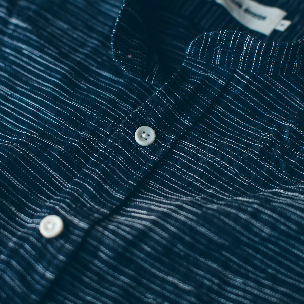 The Short Sleeve Bandit in Navy Slub Stripe