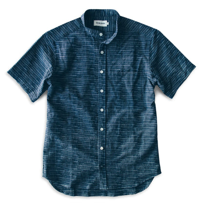 The Short Sleeve Bandit in Navy Slub Stripe
