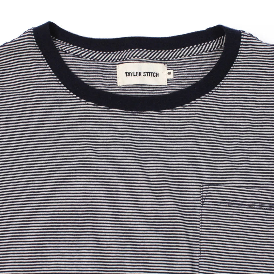 The Crewneck Pocket Tee in Sausalito Stripe