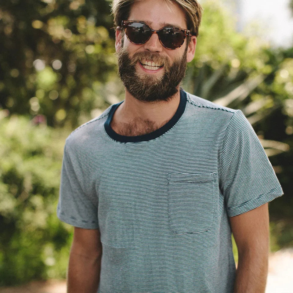 The Crewneck Pocket Tee in Sausalito Stripe