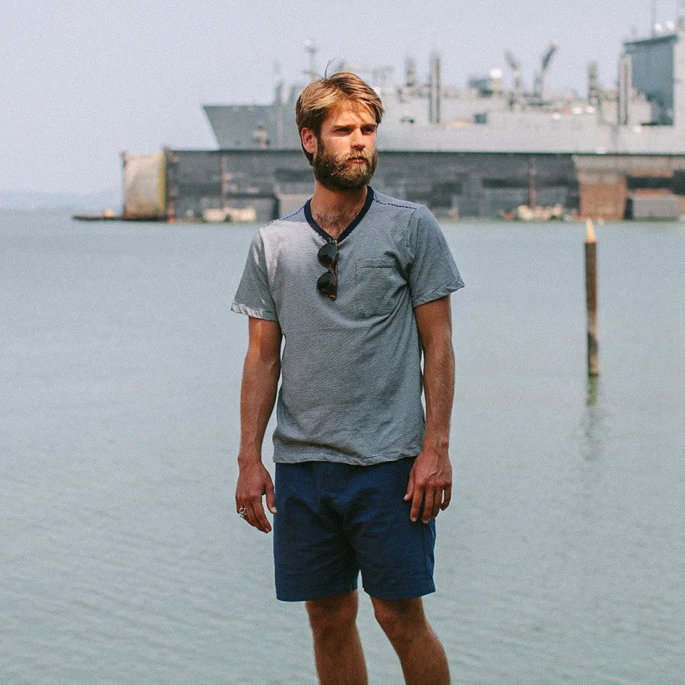 The Crewneck Pocket Tee in Sausalito Stripe