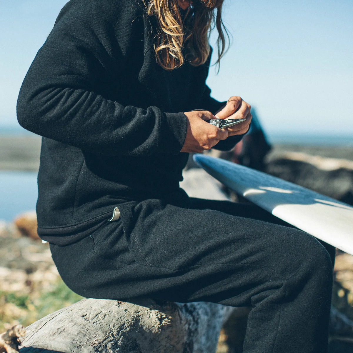 The Merino Sweatpant in Black Fleece