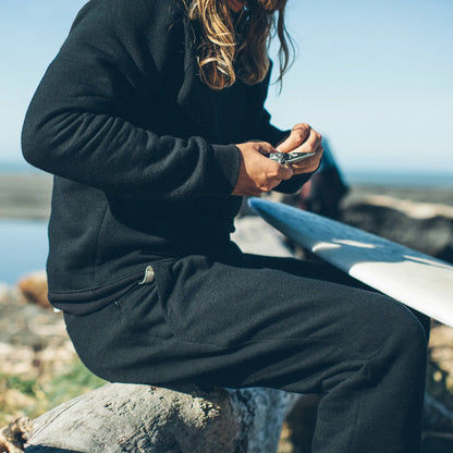 The Merino Sweatpant in Black Fleece