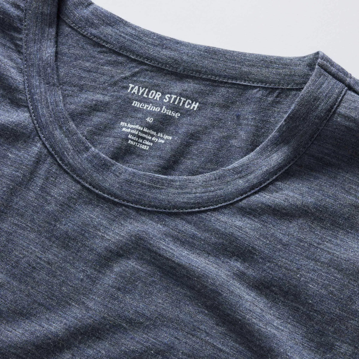The Merino Tee in Heather Navy