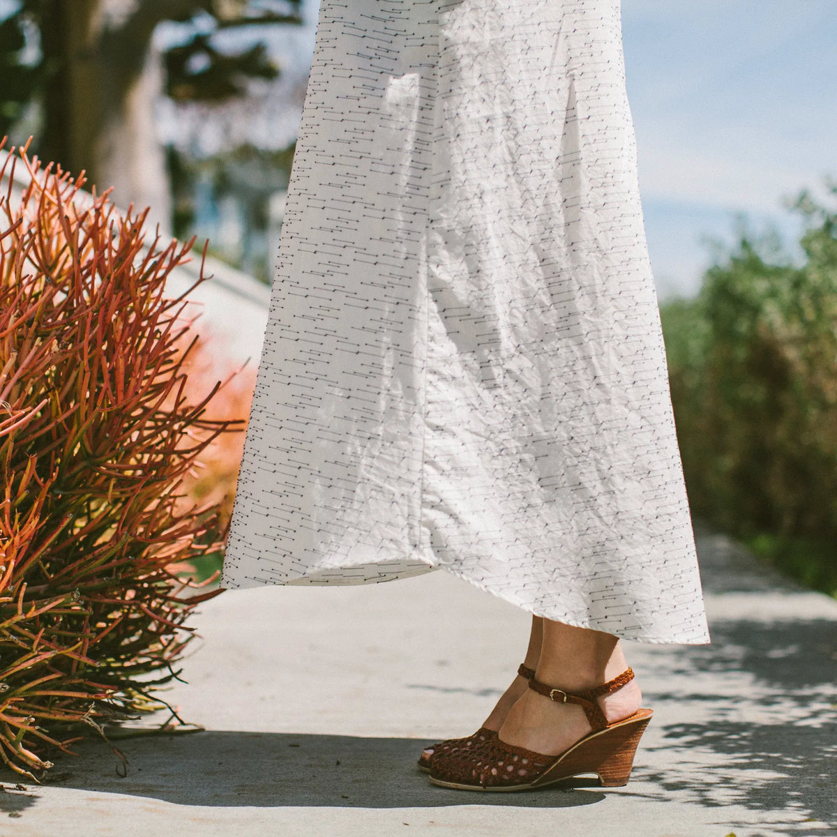 The Venice Dress in Natural and Indigo Jacquard
