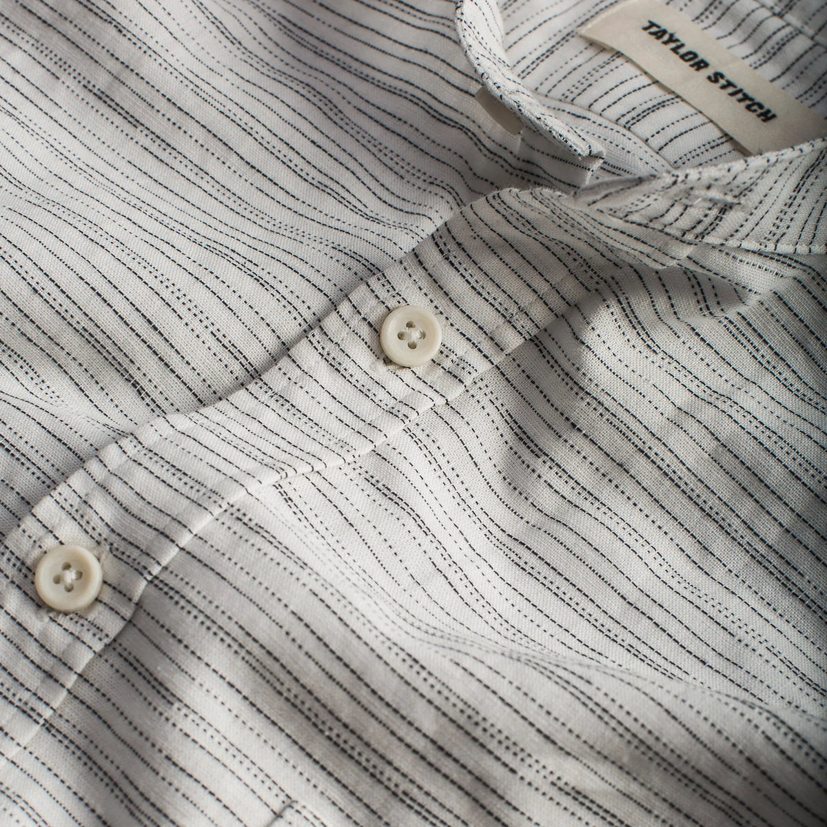 The Bandit in White & Navy Slub Stripe