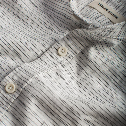 The Bandit in White & Navy Slub Stripe