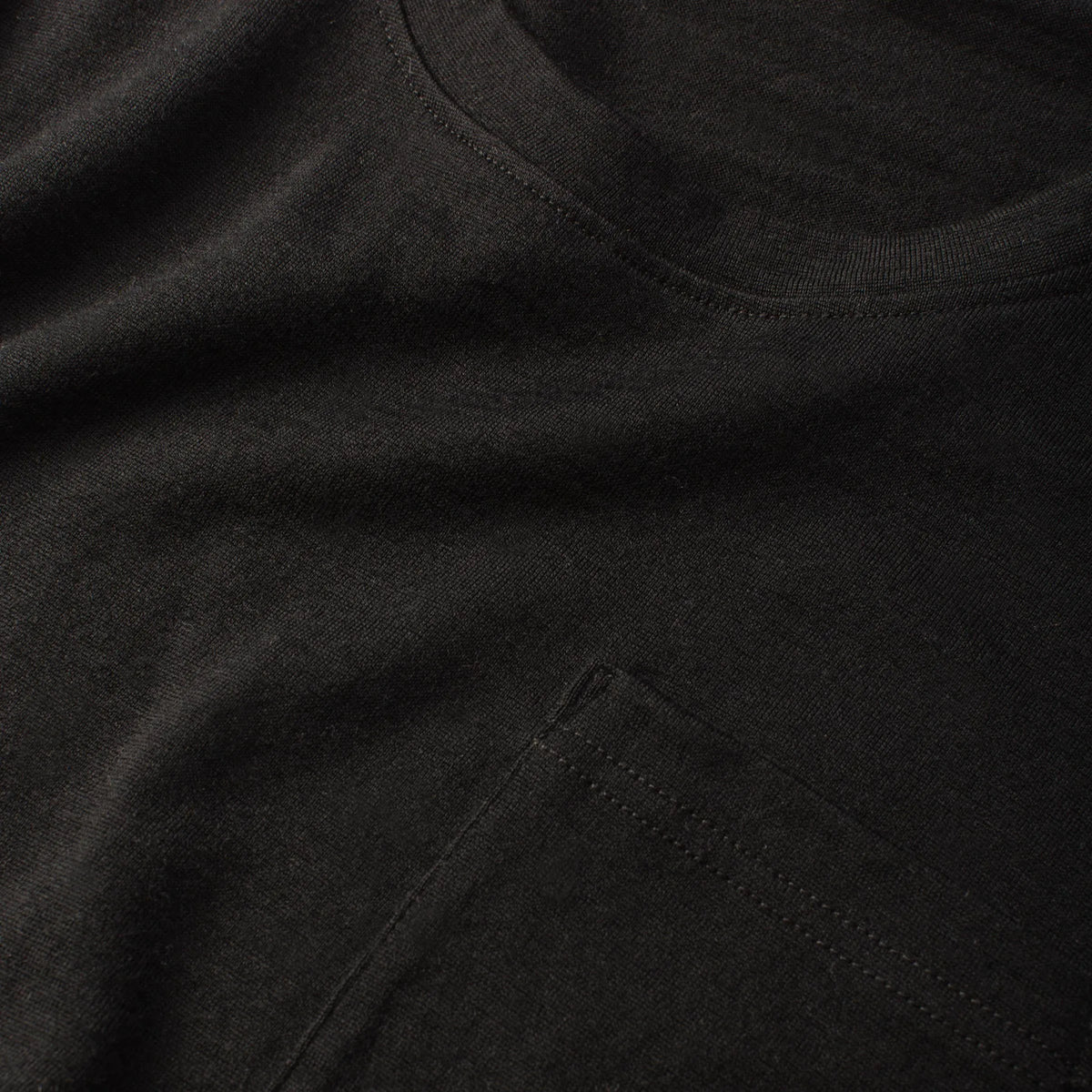 The Crewneck Pocket Tee in Black Merino