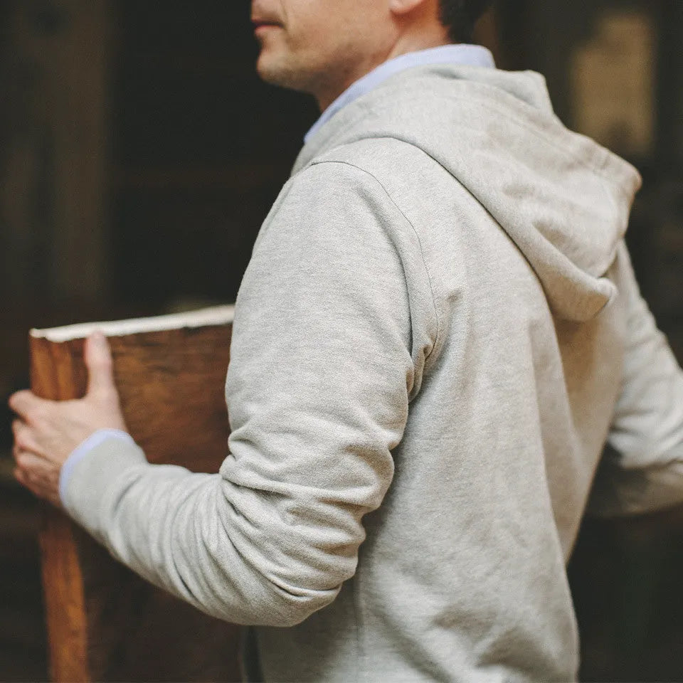 Heather Grey 3 Button Hooded Sweatshirt
