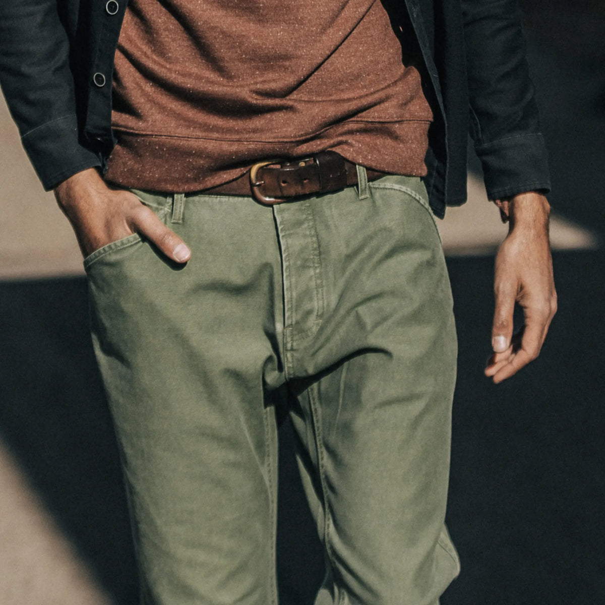 The Camp Pant in Olive Reverse Sateen