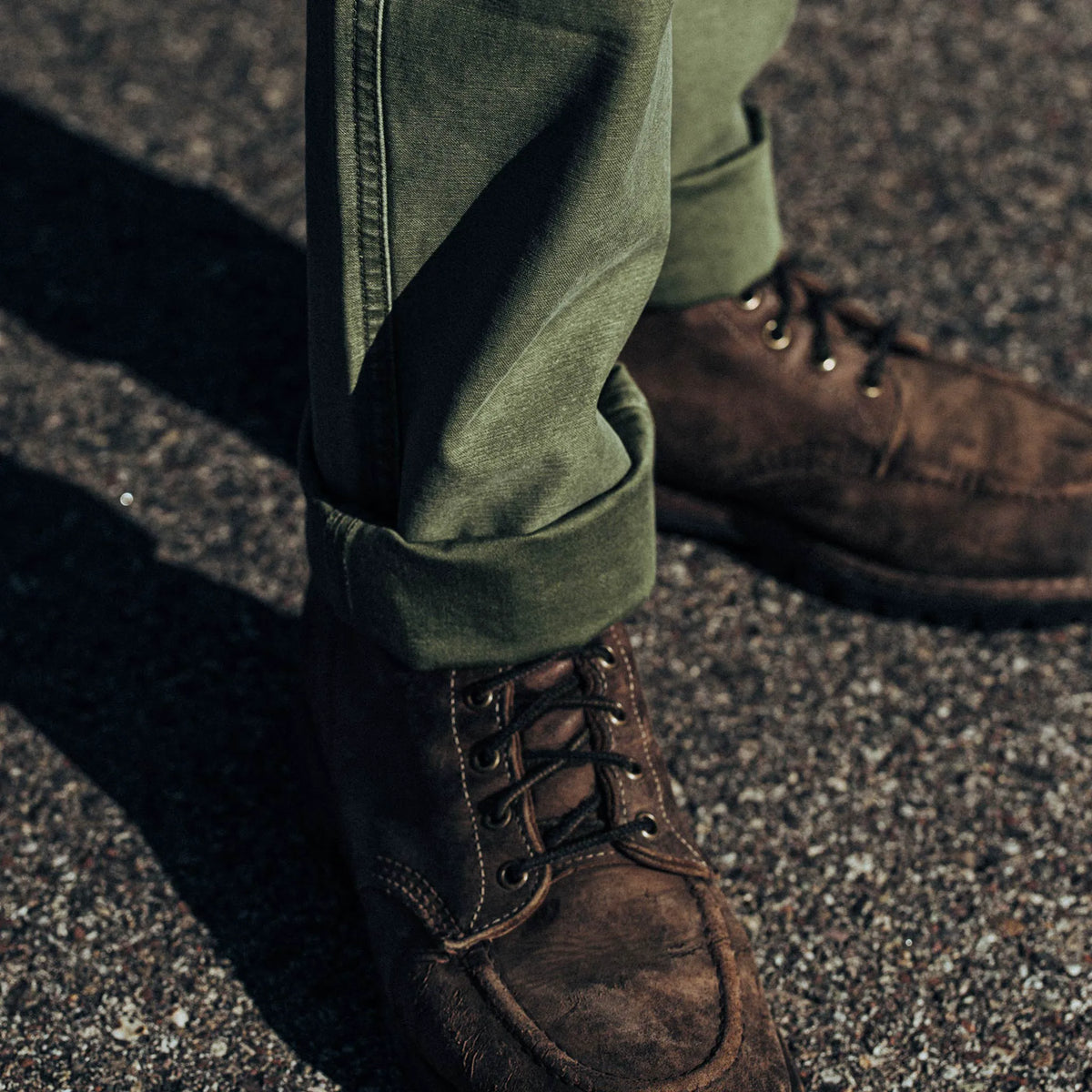 The Camp Pant in Olive Reverse Sateen
