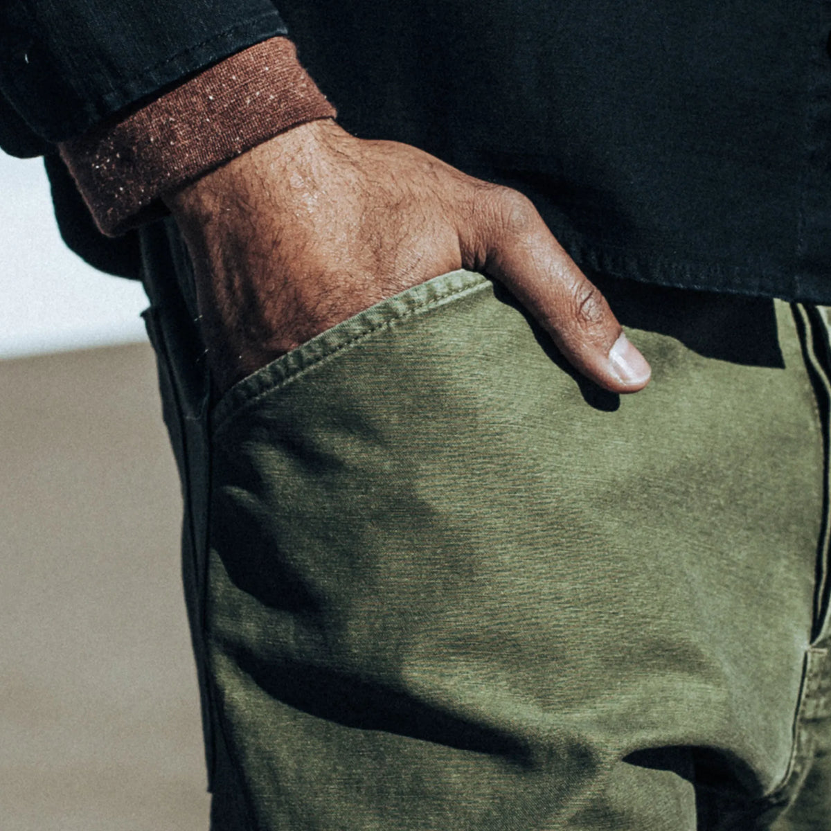 The Camp Pant in Olive Reverse Sateen
