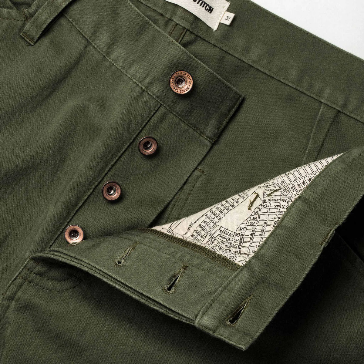 The Camp Pant in Olive Reverse Sateen