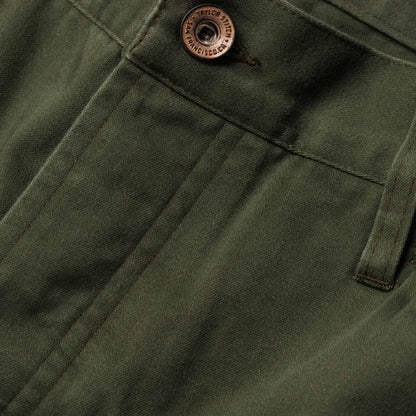 The Camp Pant in Olive Reverse Sateen