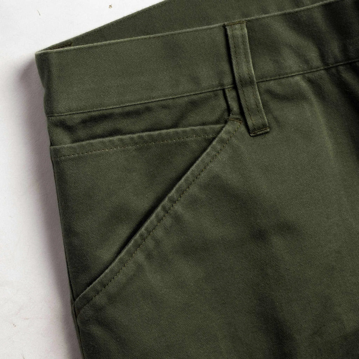The Camp Pant in Olive Reverse Sateen