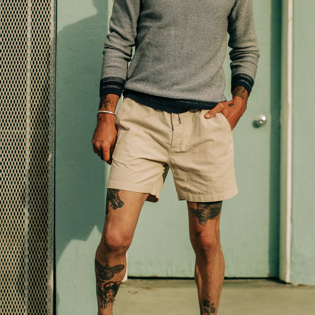 The Apres Short in Natural Pinwale
