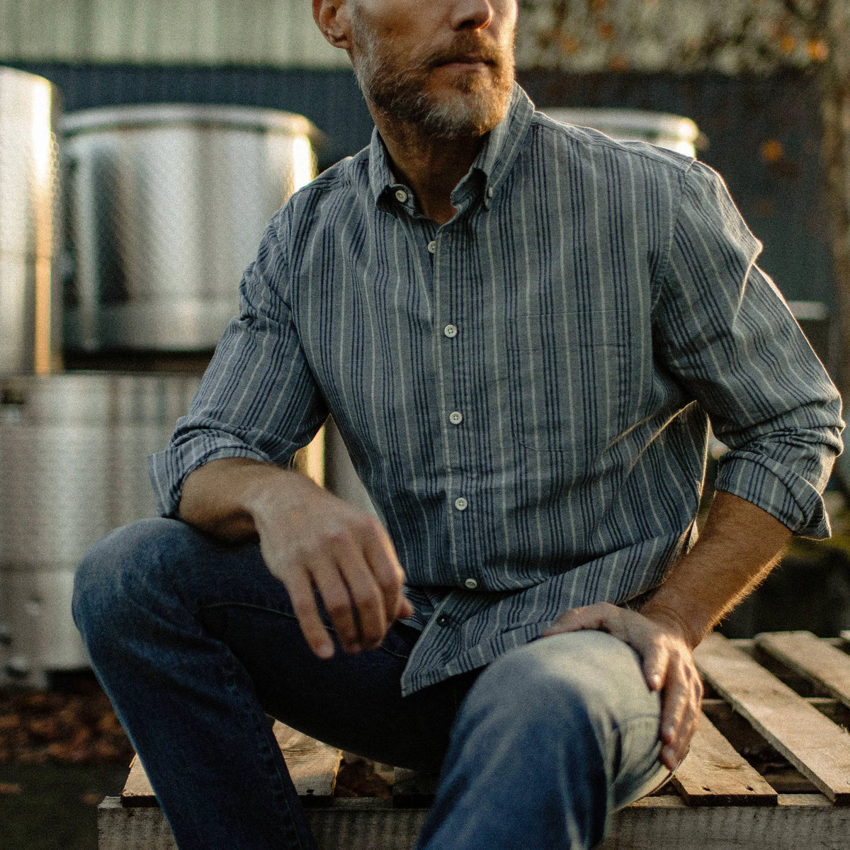 The Jack in Sky Blue Chambray Stripe