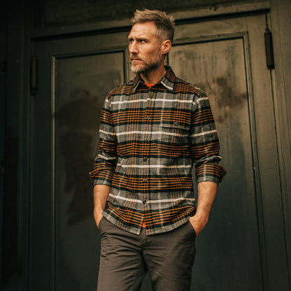 The Moto Shirt in Orange Plaid