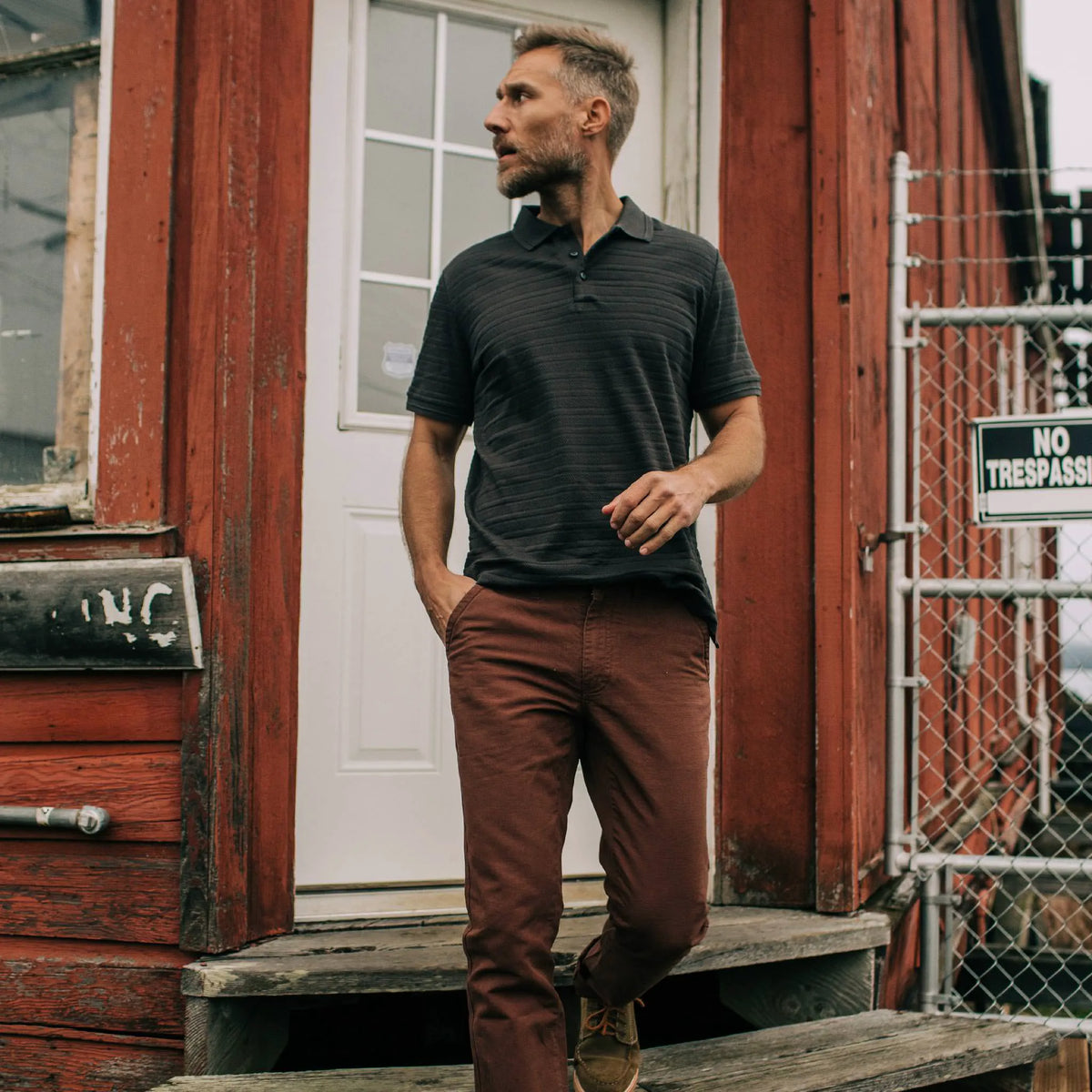 The Polo in Dark Charcoal Jacquard