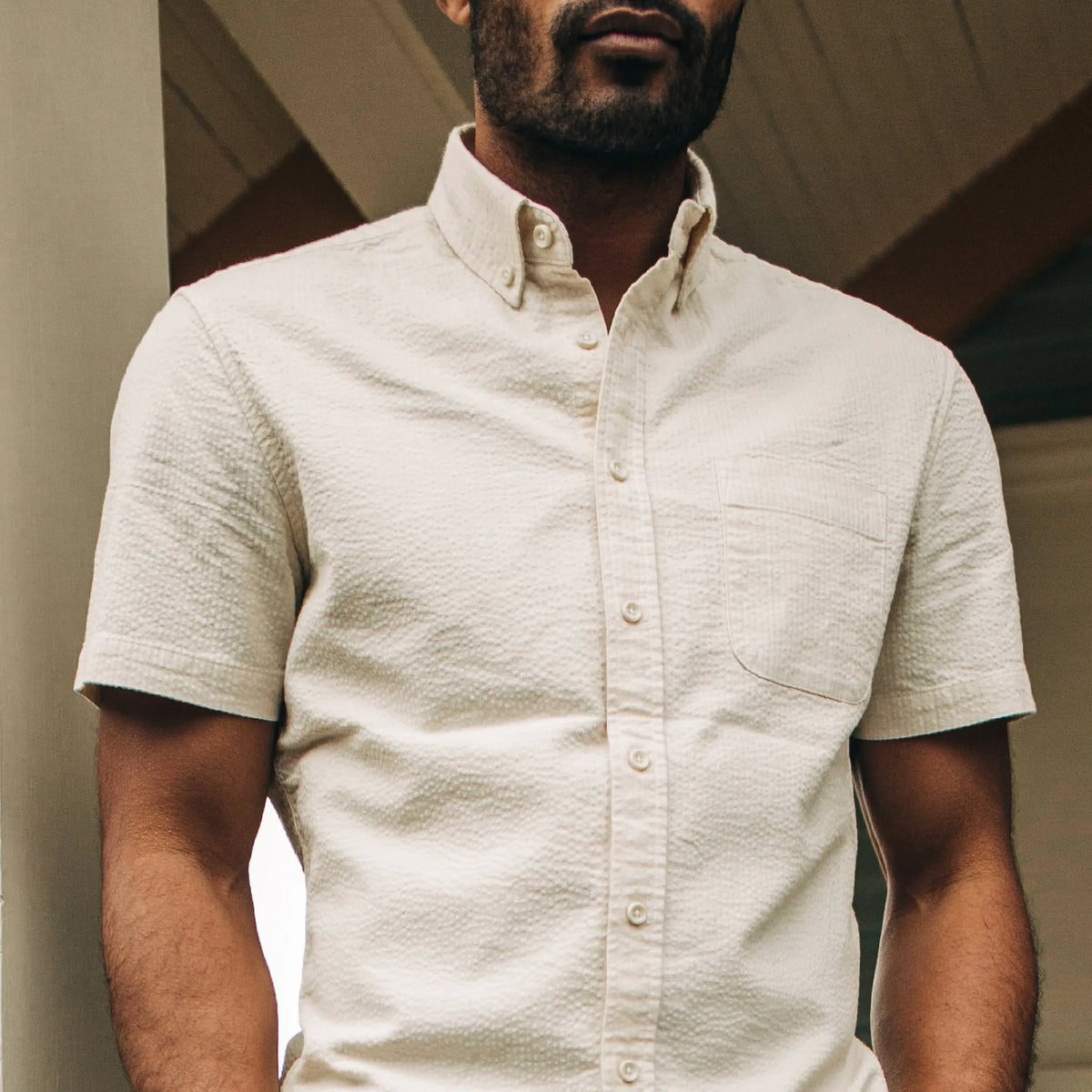 The Short Sleeve Jack in Natural Seersucker