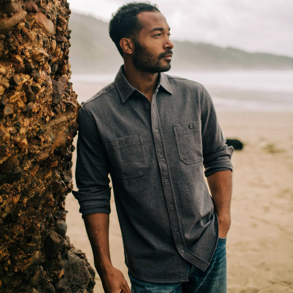 The Utility Shirt in Dark Charcoal Heavy Bag
