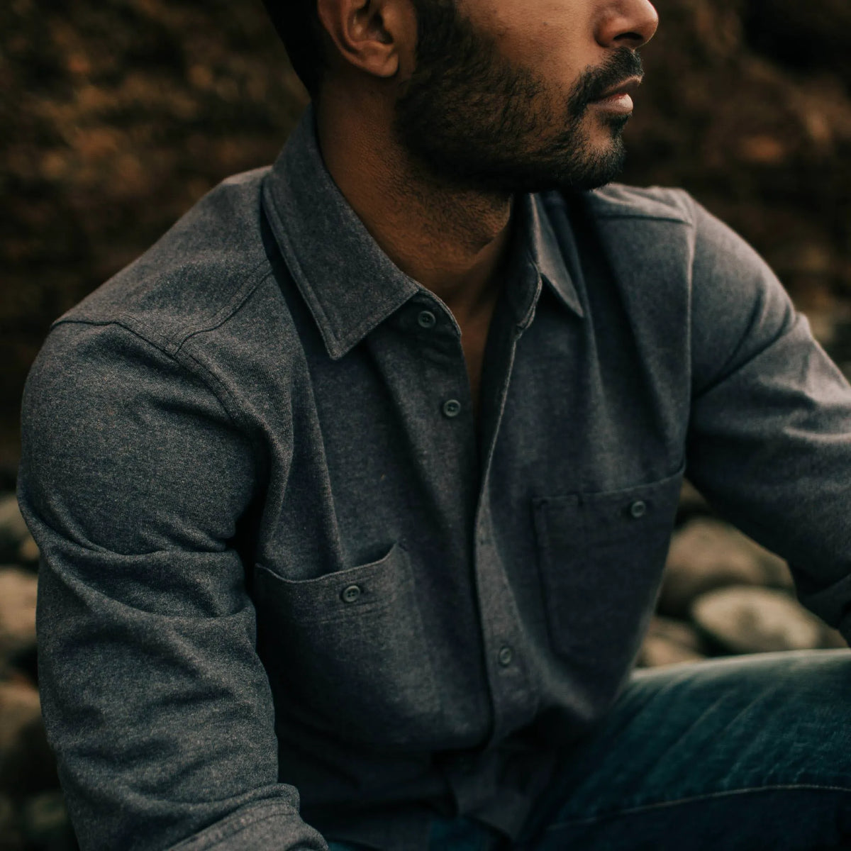 The Utility Shirt in Dark Charcoal Heavy Bag