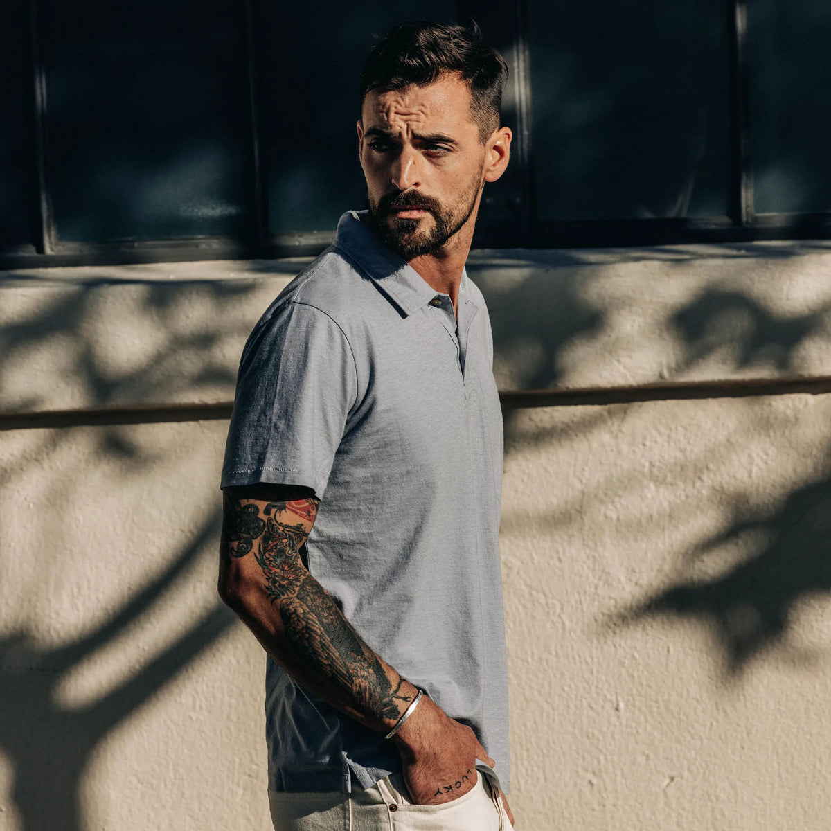 The Cotton Hemp Polo in Tradewinds