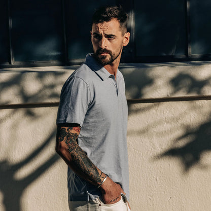 The Cotton Hemp Polo in Tradewinds