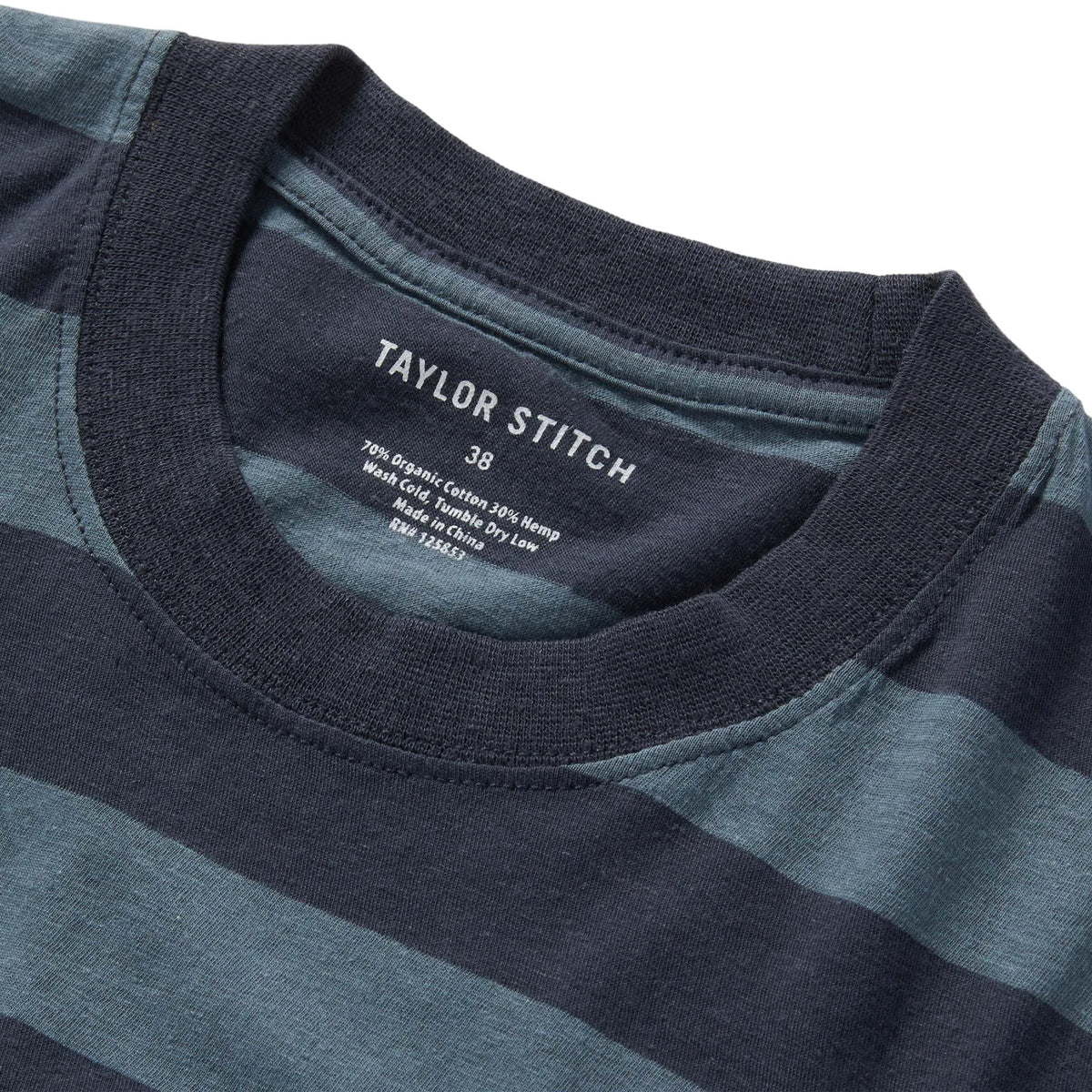 The Cotton Hemp Tee in Storm and Navy Stripe
