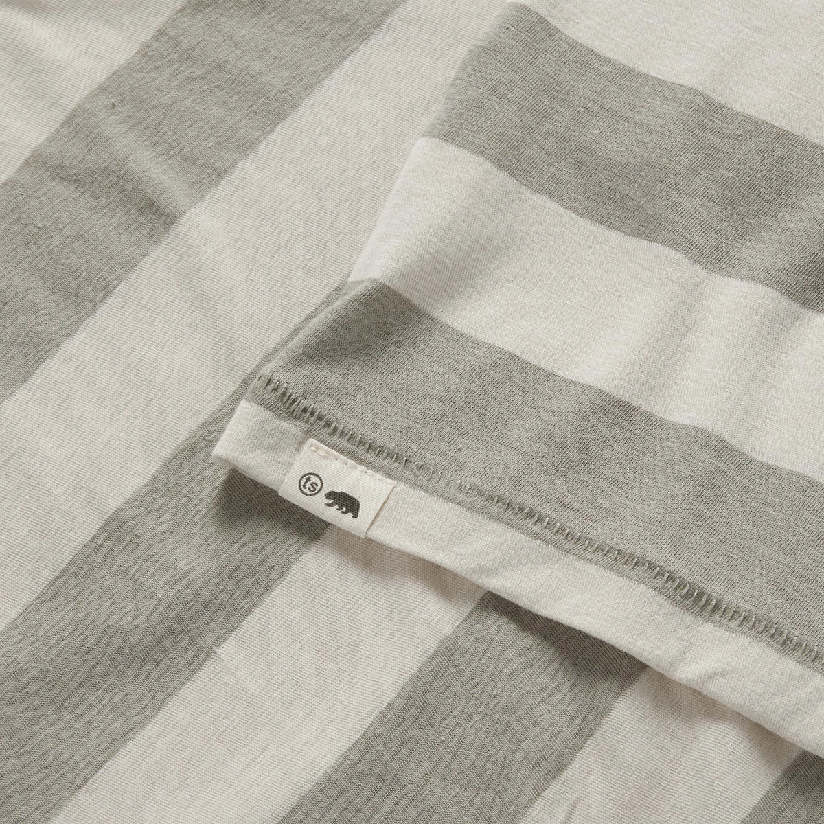 The Cotton Hemp Tee in Natural and Sagebrush Stripe