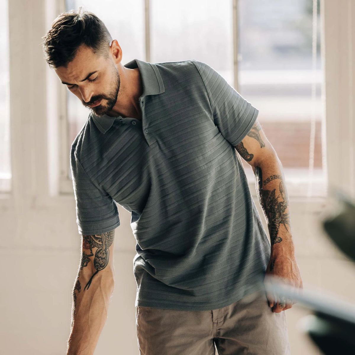 The Jacquard Polo in Storm