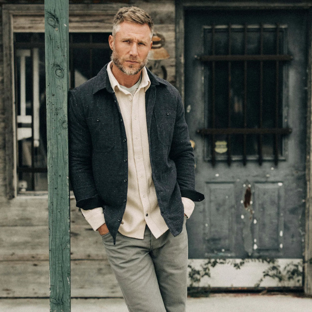 The Lined Utility Shirt in Charcoal Donegal
