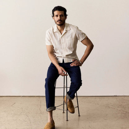 The Short Sleeve Hawthorne in Fog Stripe