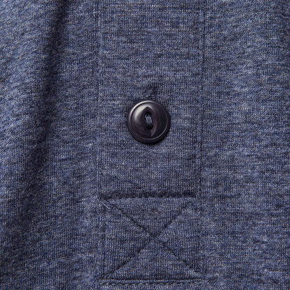 The Merino Henley in Heather Navy